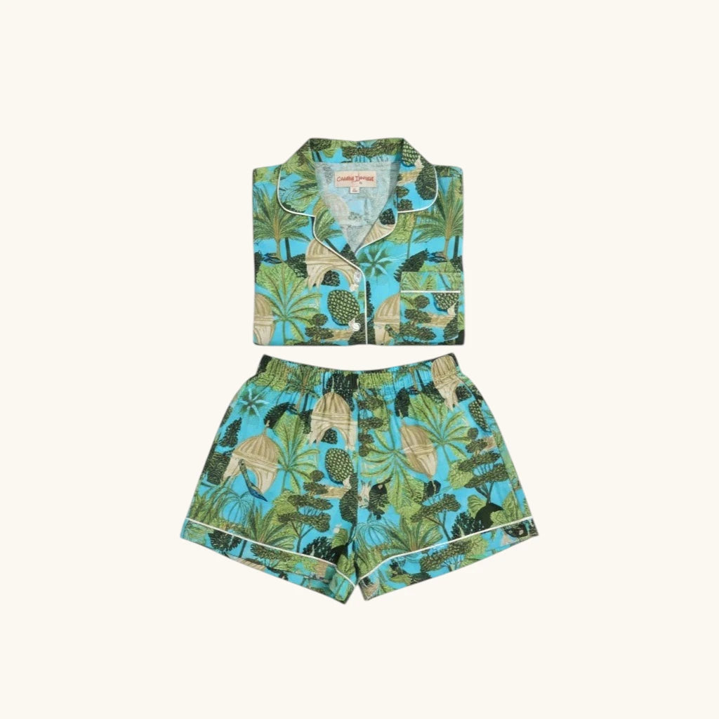 Ensemble Pyjama short Femme Tropical Jaipur Turquoise | Chachadamour