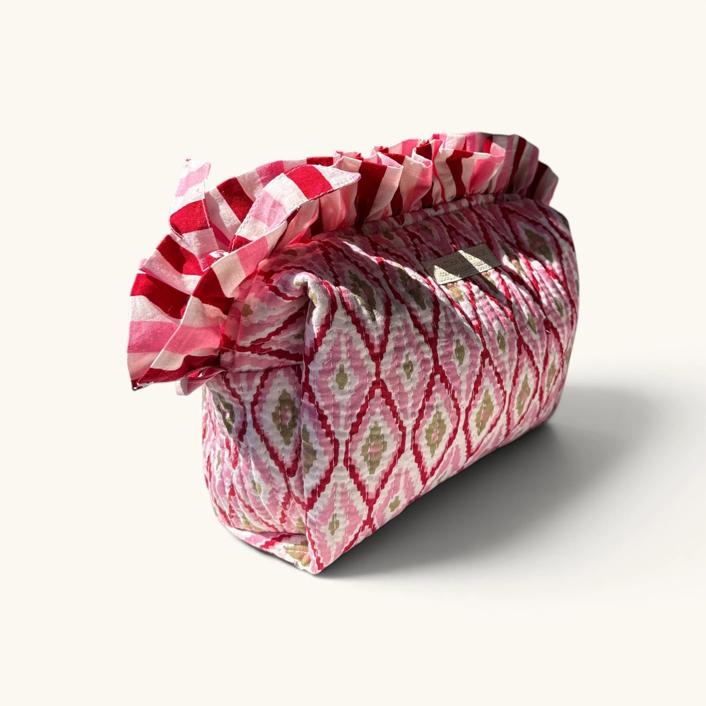Trousse de Voyage Block Print Rose Ikat | Chachadamour