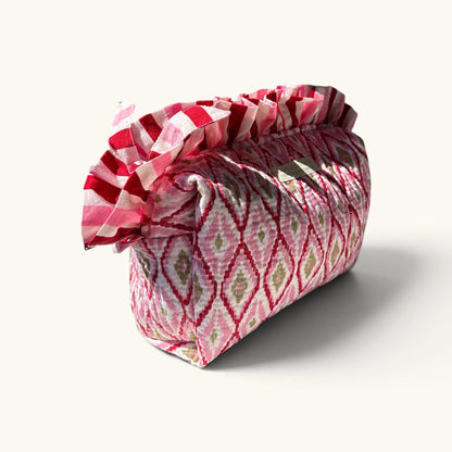 Trousse de Voyage Block Print Rose Ikat | Chachadamour