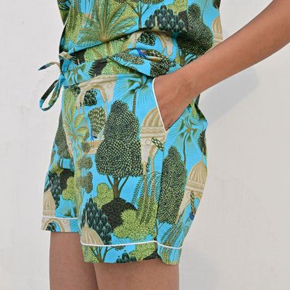 Ensemble Pyjama short Femme Tropical Jaipur Turquoise | Chachadamour