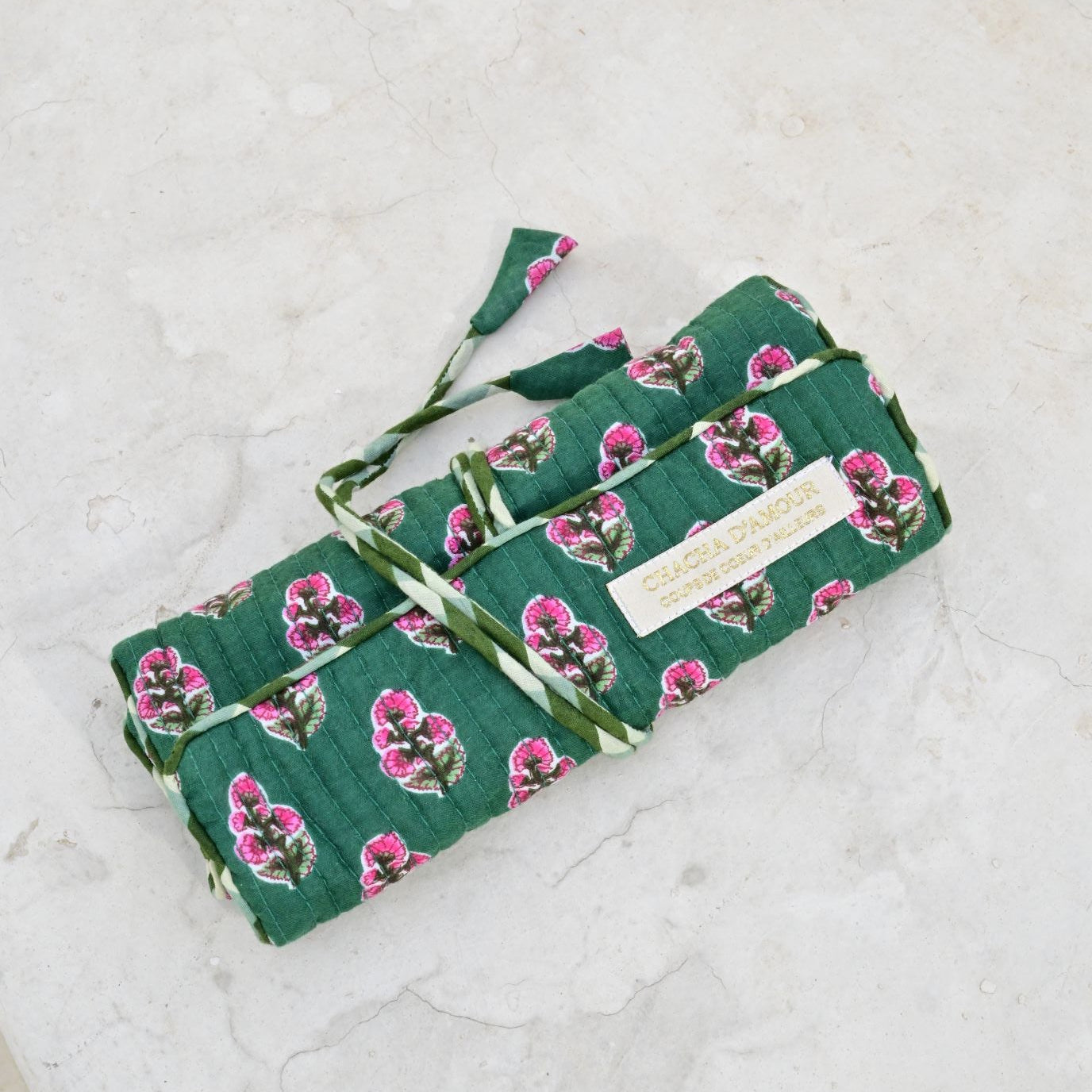 Trousse à bijoux Froufrou Vert Pivoine Jardin Mongol | Chachadamour