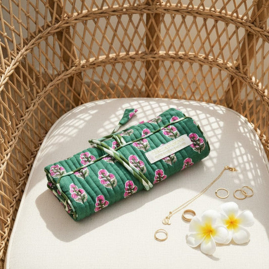 Trousse à bijoux Froufrou Vert Pivoine Jardin Mongol | Chachadamour