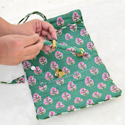 Trousse à bijoux Froufrou Vert Pivoine Jardin Mongol | Chachadamour