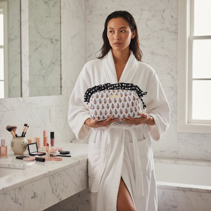 Trousse de Toilette Block Print Bleu Temple | Chachadamour