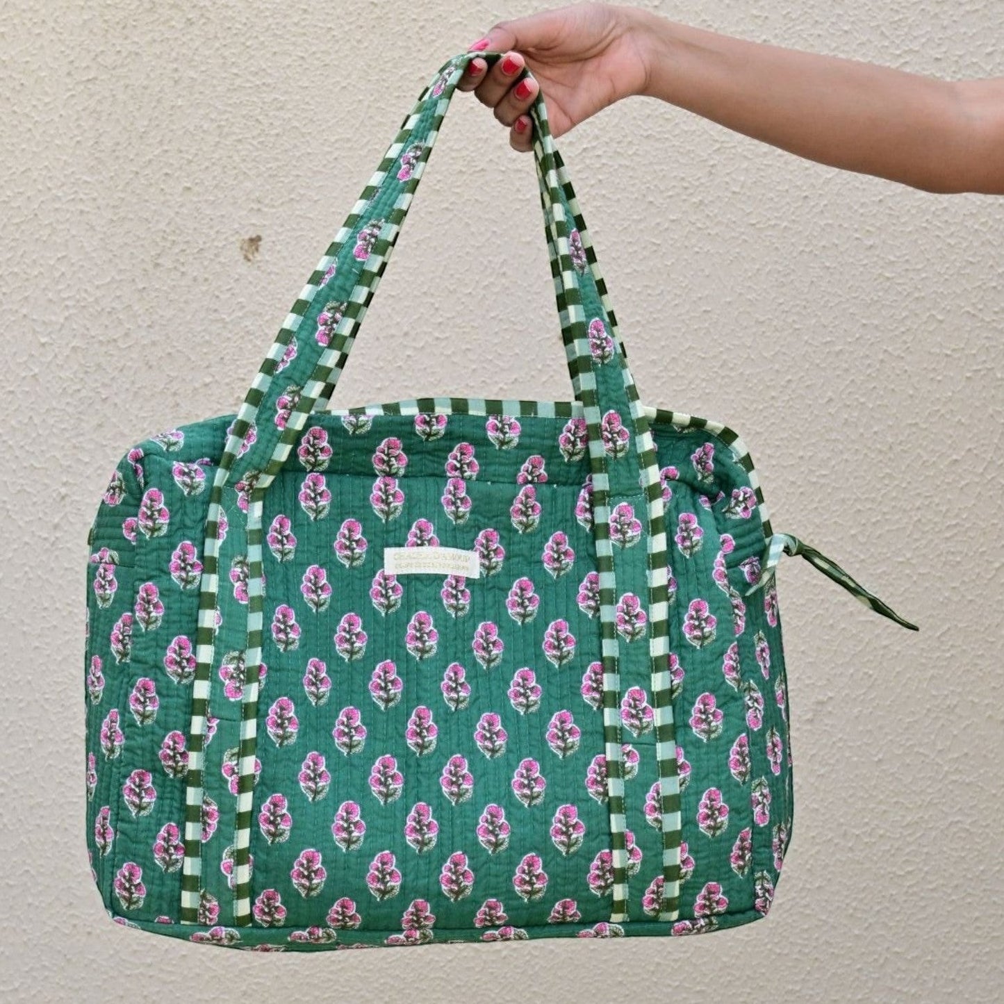 Sac Cabas Jaipur Vert | Chachadamour