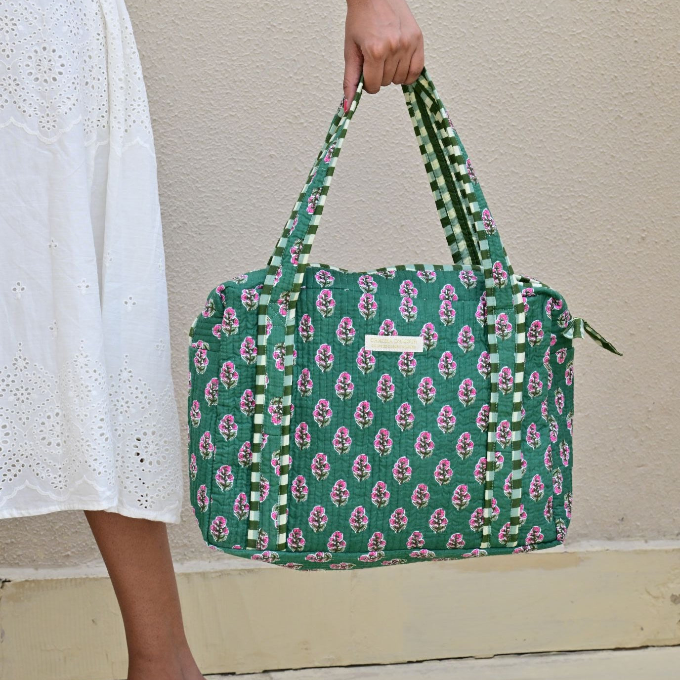 Sac Cabas Jaipur Vert | Chachadamour