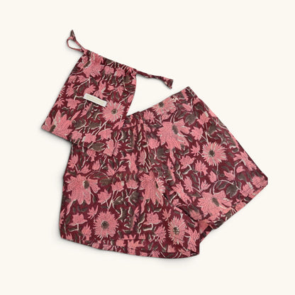 Short Ville & Plage – Block Print Bordeaux Jaipur  | Chachadamour