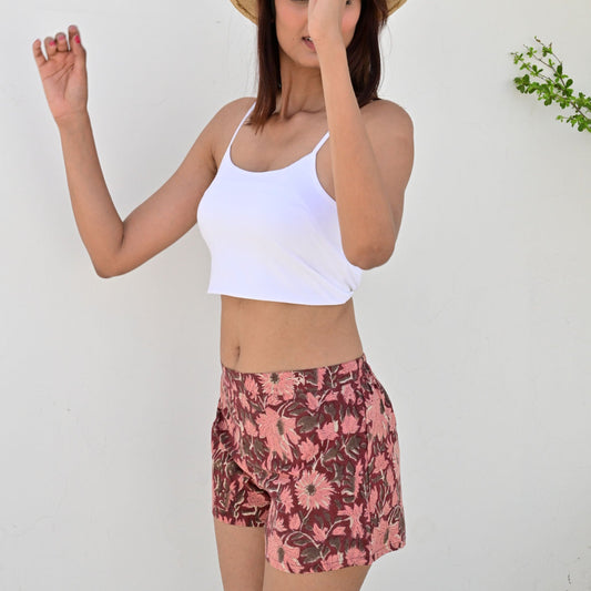 Short Ville & Plage – Block Print Bordeaux Jaipur  | Chachadamour
