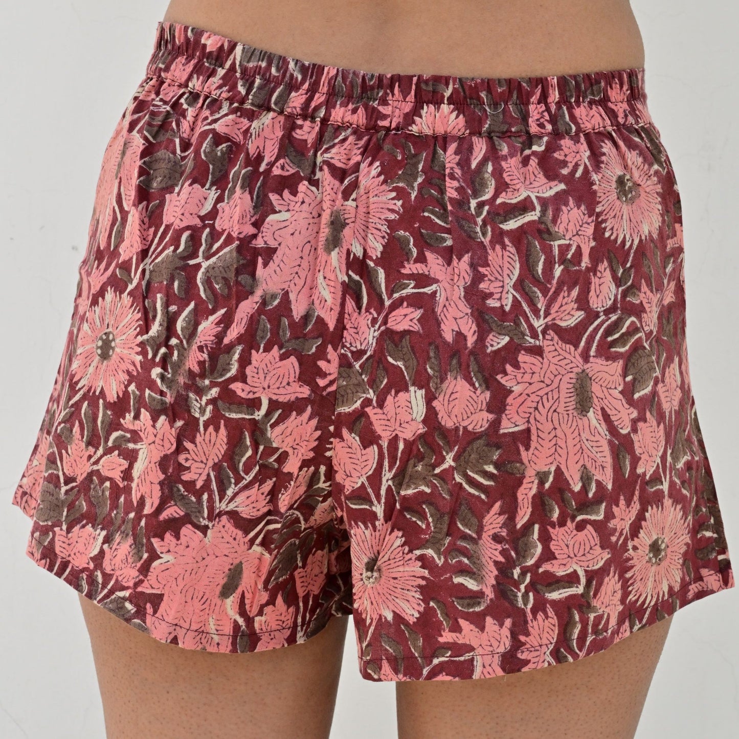 Short Ville & Plage – Block Print Bordeaux Jaipur  | Chachadamour
