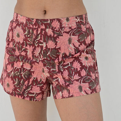 Short Ville & Plage – Block Print Bordeaux Jaipur  | Chachadamour
