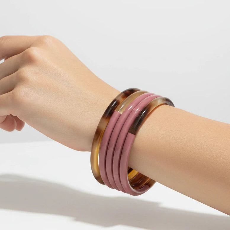 Jonc laqué en corne naturelle Dusty Rose |  Chachadamour