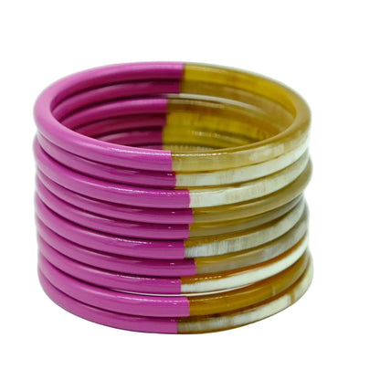 Chacha d'amour | Sublime jonc laqué en corne naturelle ROSE VIOLET