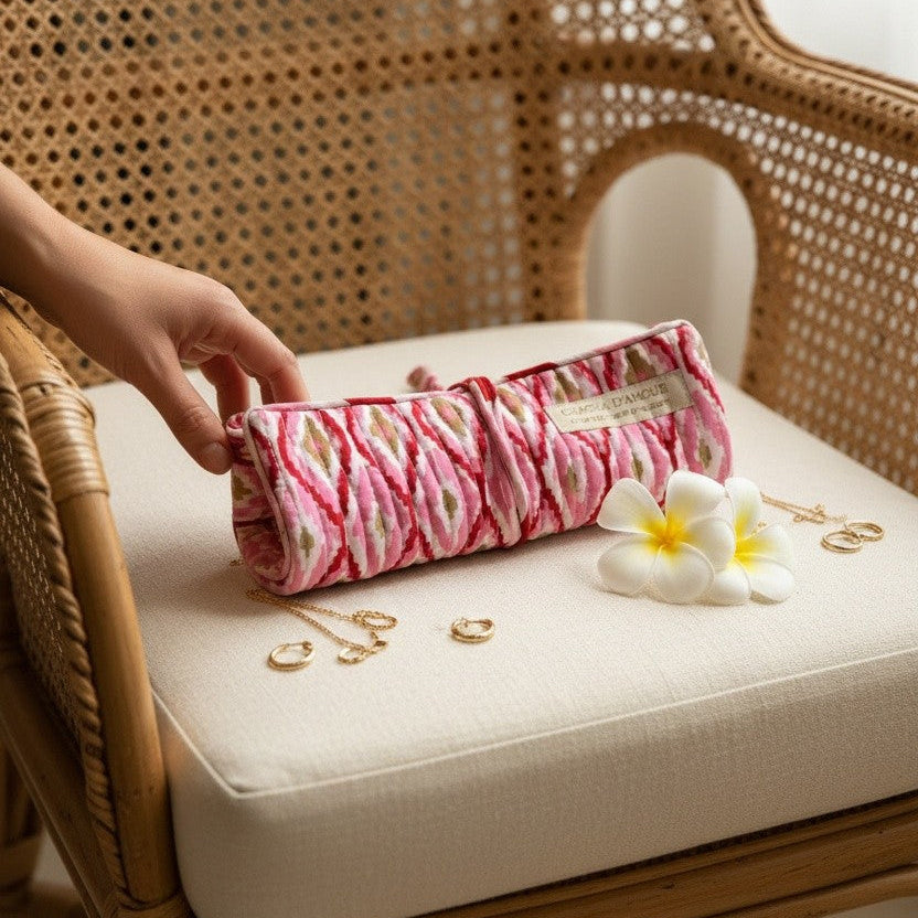 Trousse à bijoux Froufrou Rose Ikat | Chachadamour