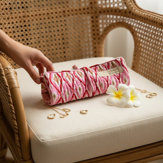 Trousse à bijoux Froufrou Rose Ikat | Chachadamour