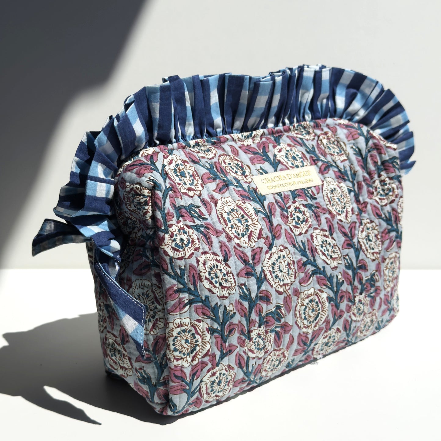 Trousse de Voyage Block Print Bleu Bordeaux Jaipur | Chachadamour