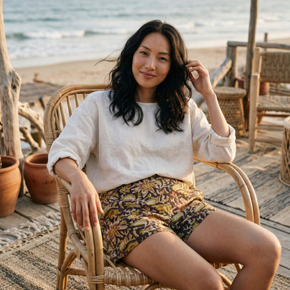 Short Ville & Plage – Block Print Nuit Terracotta Jaipur | Chachadamour