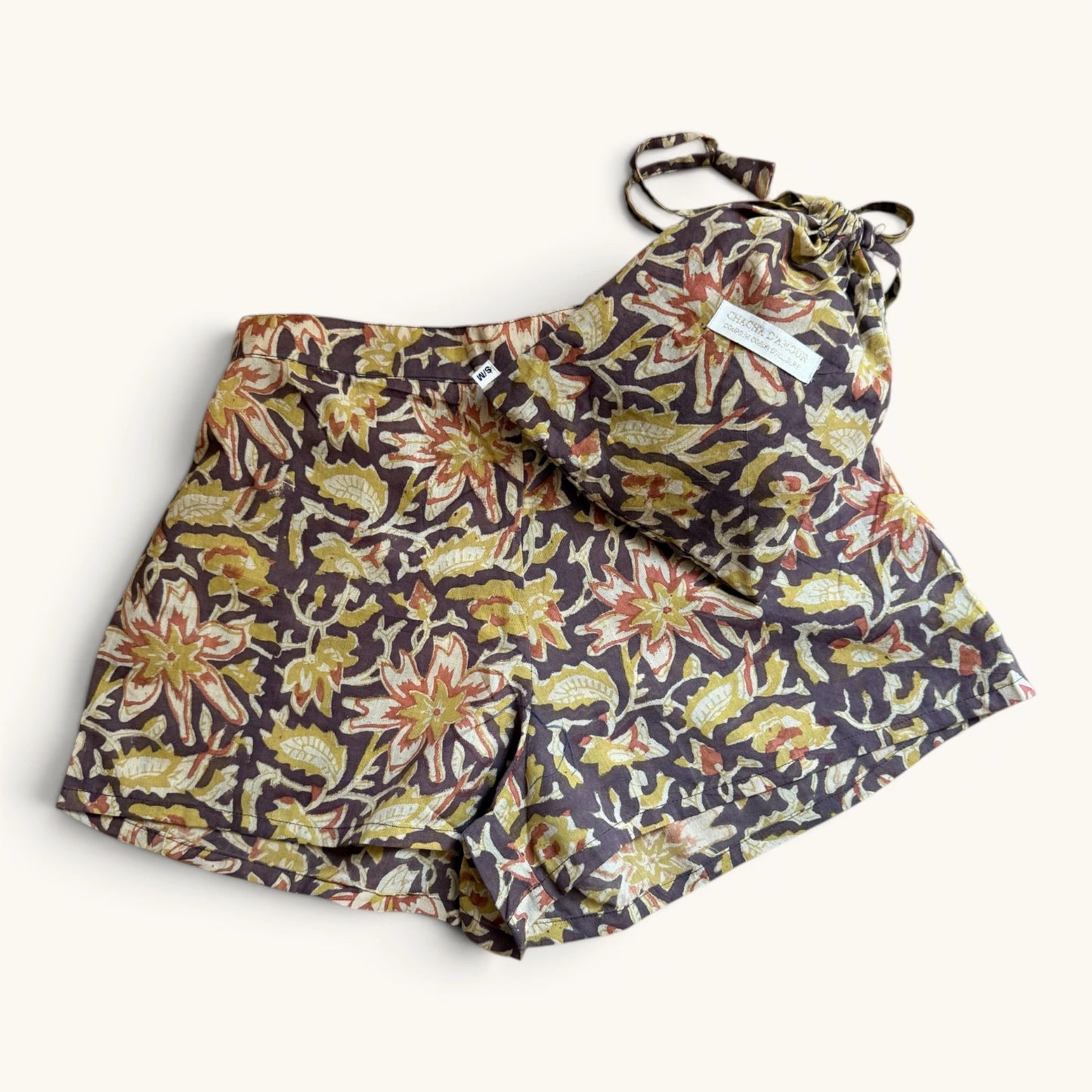 Short Ville & Plage – Block Print Nuit Terracotta Jaipur | Chachadamour