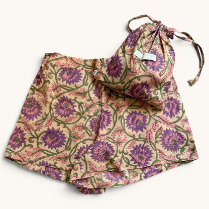 Short Ville & Plage – Block Print Lilas Rajasthan Jaipur | Chachadamour