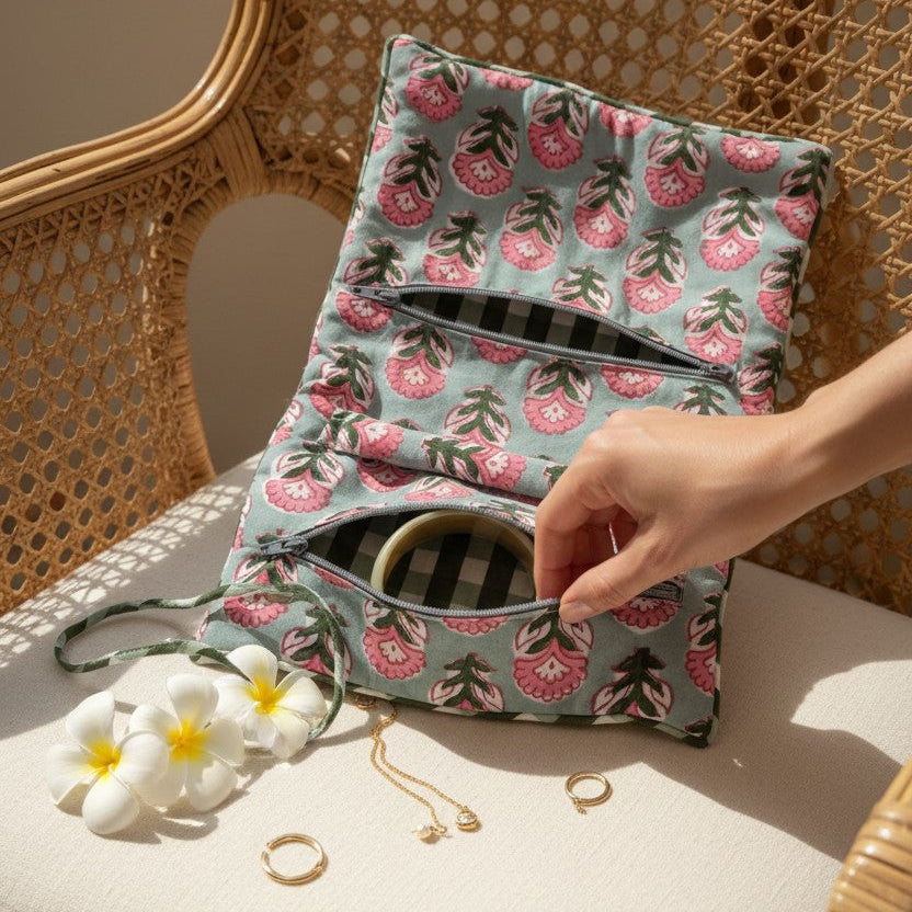 Trousse à bijoux Froufrou Menthe Lotus | Chachadamour