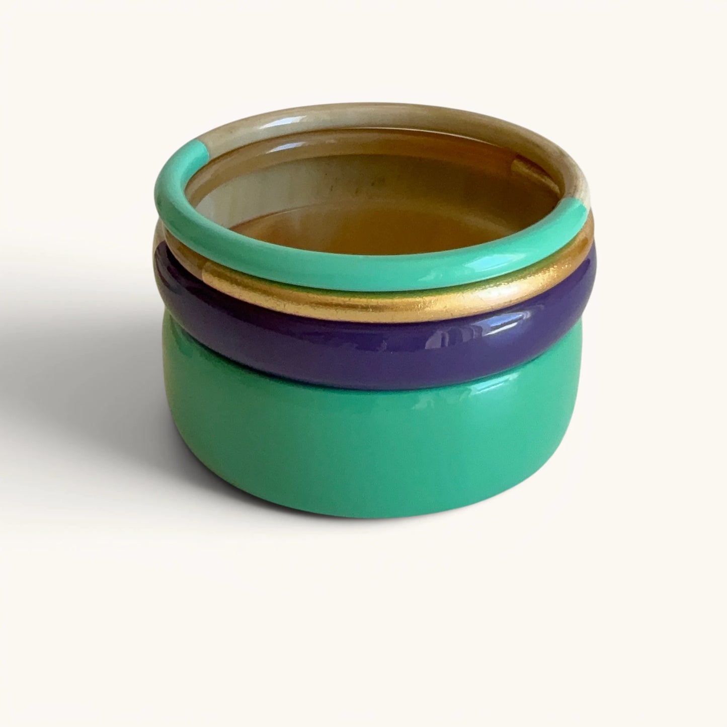 Jonc laqué en corne naturelle Menthe | Chachadamour