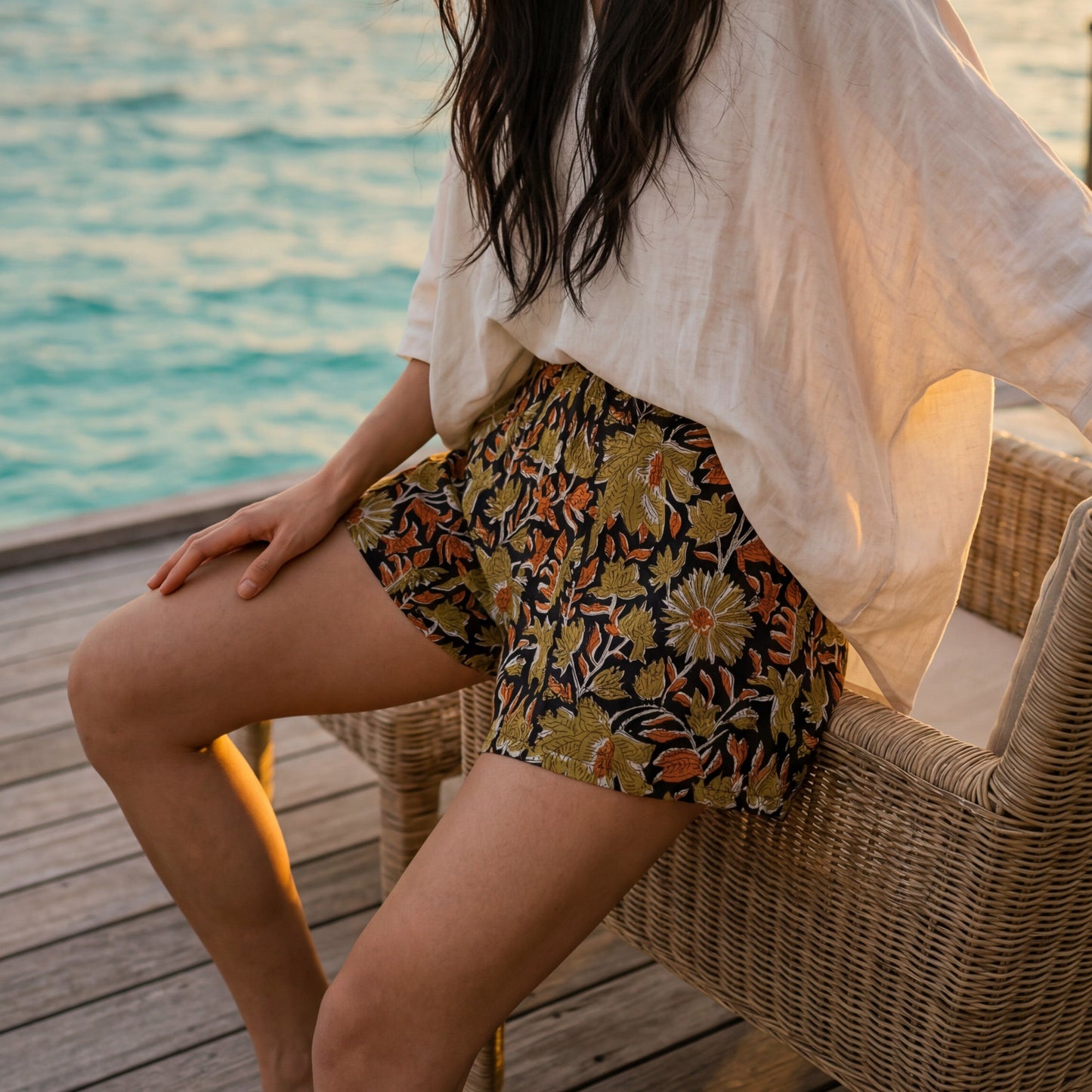 Short Ville & Plage – Block Print Nuit de Jaipur | Chacha d'Amour