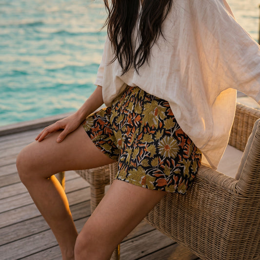 Short Ville & Plage – Block Print Nuit de Jaipur | Chacha d'Amour