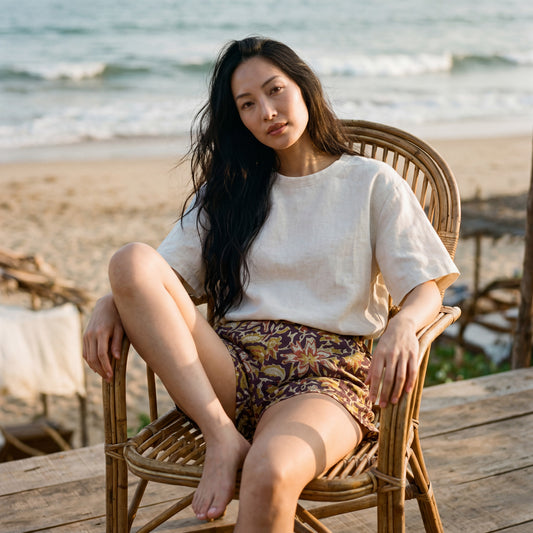 Short Ville & Plage – Block Print Nuit Terracotta Jaipur | Chachadamour