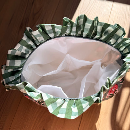 Trousse de Toilette Block Print Vert Pivoine Jardin Mongol | Chachadamour
