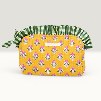 Trousse de toilette Froufrou block print Jaipur grand format — CHACHADAMOUR
