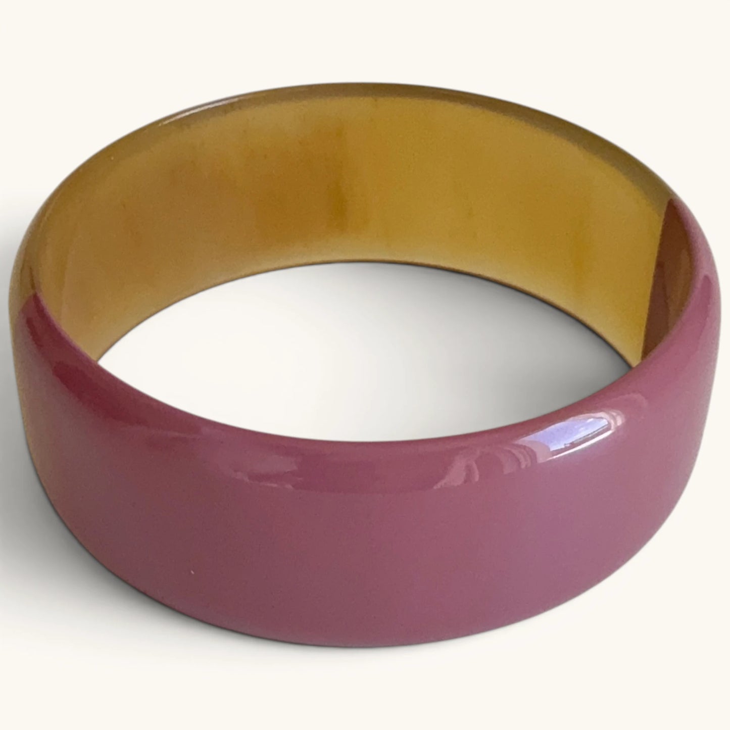 Jonc laqué en corne naturelle Dusty Rose |  Chachadamour