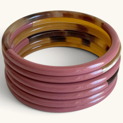 Jonc laqué en corne naturelle Dusty Rose |  Chachadamour