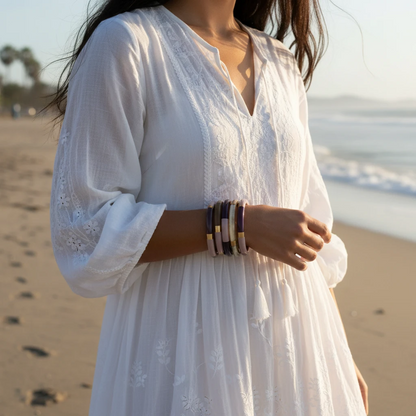 Jonc Laqué en Corne Naturelle Multicolore Parme et Prune  | Chachadamour