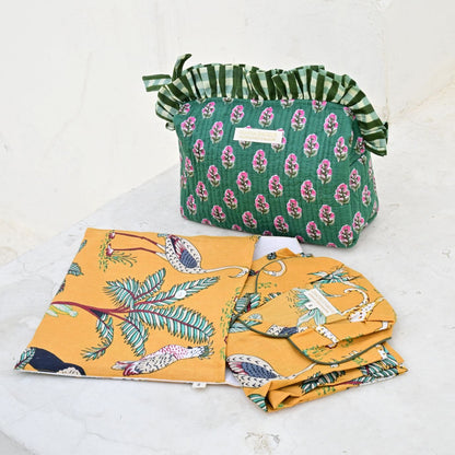 Ensemble Pyjama short Femme Jaipur Tropical Moutarde | Chachadamour