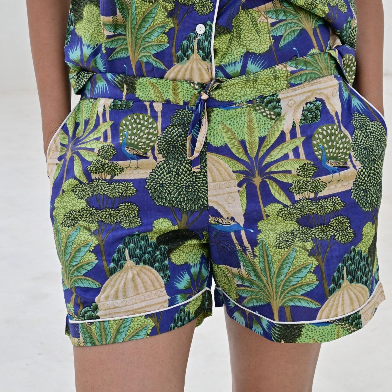 Ensemble Pyjama short Femme Jaipur Tropical Bleu Nuit | Chachadamour