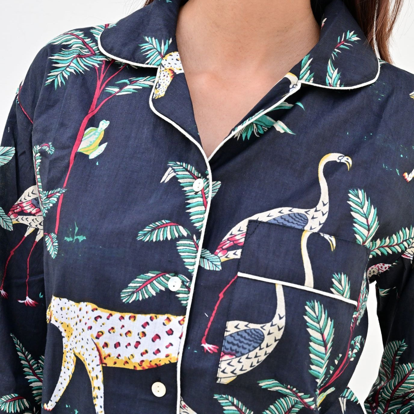 Ensemble Pyjama Long Femme Savane Noir | Chachadamour